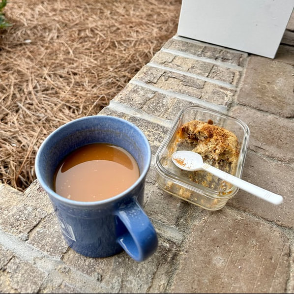 Coffee and cake on my porch