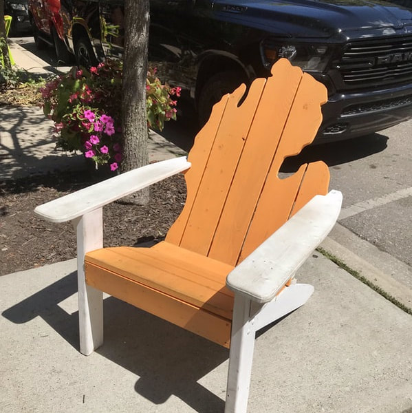 Michigan shaped chair found in Saugatuck, Michigan